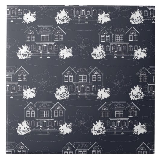 Navy und White Duplex Häuser Fliese (Vorderseite)