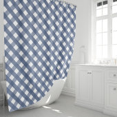 Navy und White Gingham Kariert Duschvorhang