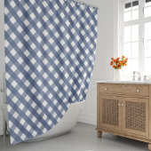 Navy und White Gingham Kariert Duschvorhang