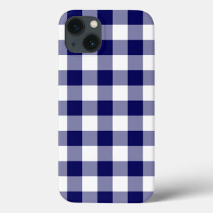 Navy und White Gingham Pattern iPhone 13 Hülle