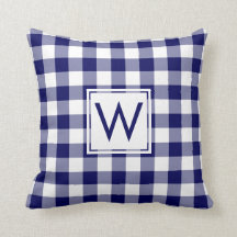 Navy und White Gingham Pattern, Custom Monogram