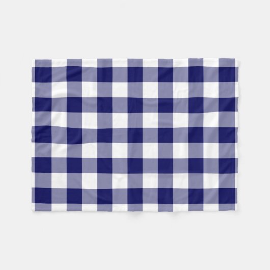 Navy und White Gingham Pattern Fleecedecke (Vorderseite (Horizontal))