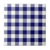Navy und White Gingham Pattern Fliese (Vorderseite)