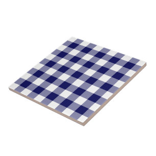 Navy und White Gingham Pattern Fliese