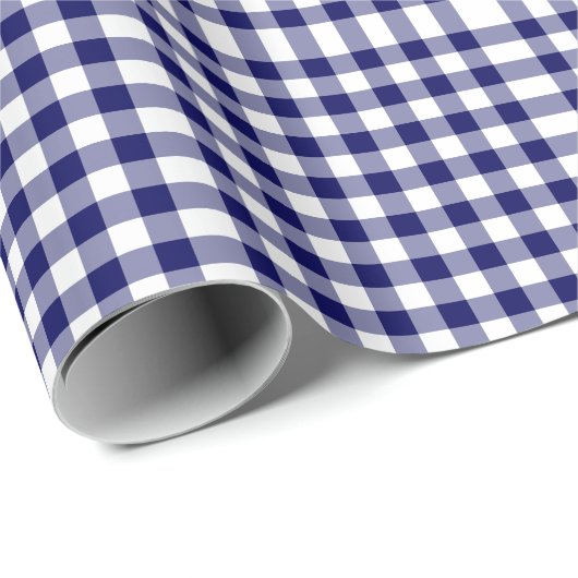 Navy und White Gingham Pattern Geschenkpapier (Rolleneckpunkt)