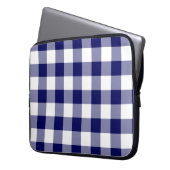 Navy und White Gingham Pattern Laptopschutzhülle (Vorderseite Links)