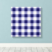 Navy und White Gingham Pattern Leinwanddruck (Insitu (Holzboden))