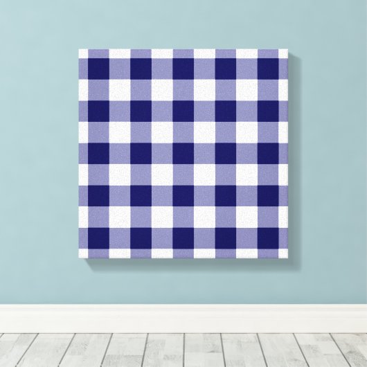 Navy und White Gingham Pattern Leinwanddruck (Insitu (Holzboden))