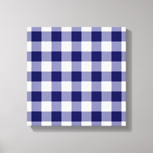 Navy und White Gingham Pattern Leinwanddruck (Vorderseite)