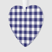 Navy und White Gingham Pattern Ornament (Vorderseite)