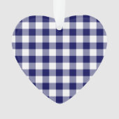 Navy und White Gingham Pattern Ornament (Vorderseite)
