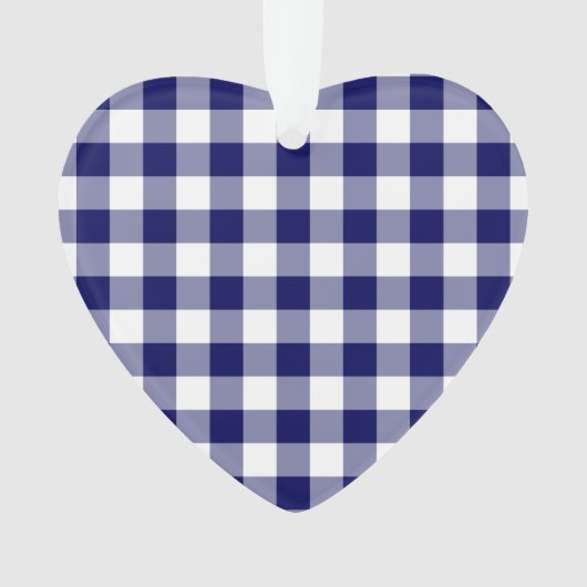 Navy und White Gingham Pattern Ornament (Vorderseite)