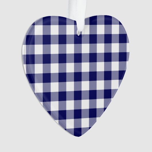 Navy und White Gingham Pattern Ornament (Vorderseite)