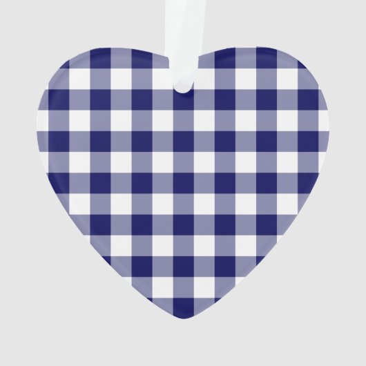 Navy und White Gingham Pattern Ornament (Rückseite)