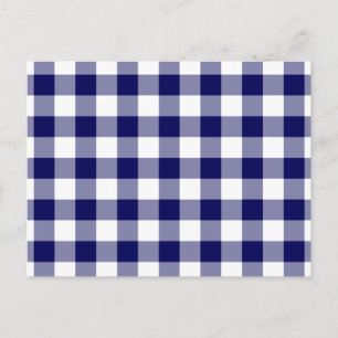 Navy und White Gingham Pattern Postkarte