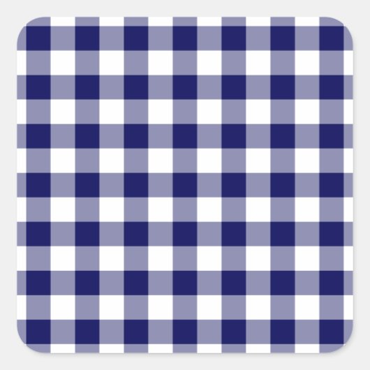 Navy und White Gingham Pattern Quadratischer Aufkleber (Vorderseite)