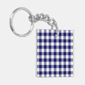 Navy und White Gingham Pattern Schlüsselanhänger (Vorderseite links)