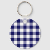 Navy und White Gingham Pattern Schlüsselanhänger (Vorderseite)