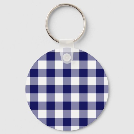 Navy und White Gingham Pattern Schlüsselanhänger (Vorderseite)