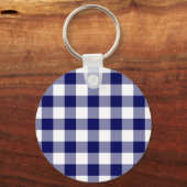 Navy und White Gingham Pattern Schlüsselanhänger (Vorderseite)