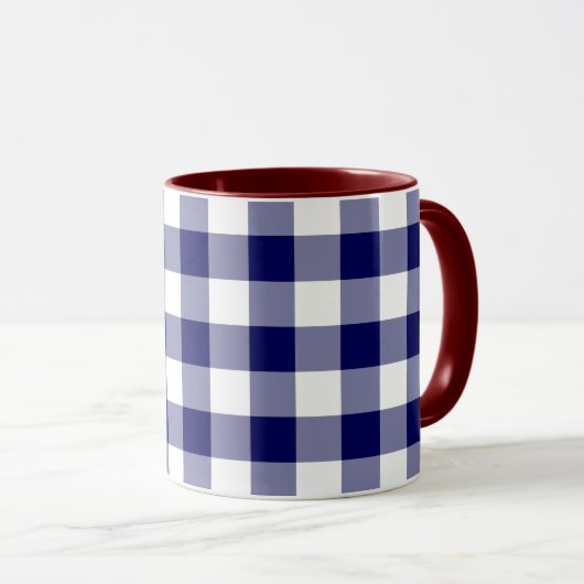 Navy und White Gingham Pattern Tasse (VorderseiteRechts)