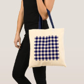 Navy und White Gingham Pattern Tragetasche (Vorderseite (Produkt))