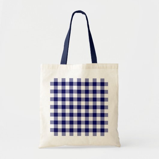 Navy und White Gingham Pattern Tragetasche (Vorne)