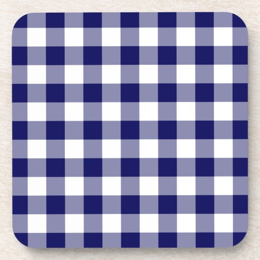 Navy und White Gingham Pattern Untersetzer (Vorderseite)