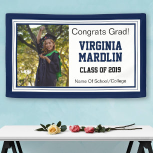 Navy und White Grad Foto Banner