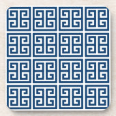 Navy und White Greece Key Getränkeuntersetzer (Vorderseite)