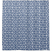 Navy und White Griechischer Schlüssel Monogramm Duschvorhang (Vorderseite)