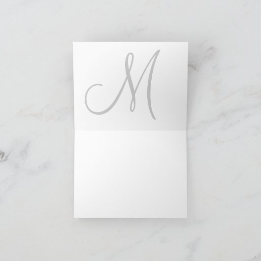 Navy und White Mit Monogramm Dankeschön Karte (Innenseite)