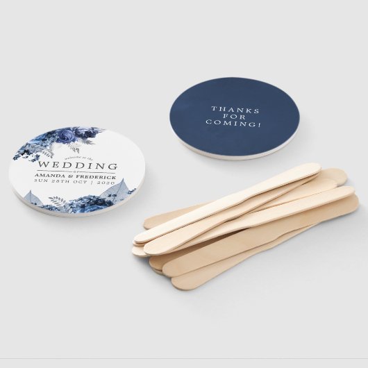 Navy und White mit Silver Foil Gastgeschenk Hochze Fächer (Non-assembled)