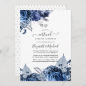Navy und White mit Silver Foil Virtual Wedding Einladung (Vorne/Hinten)