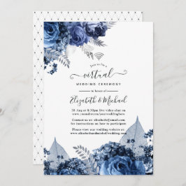Navy und White mit Silver Foil Virtual Wedding Einladung