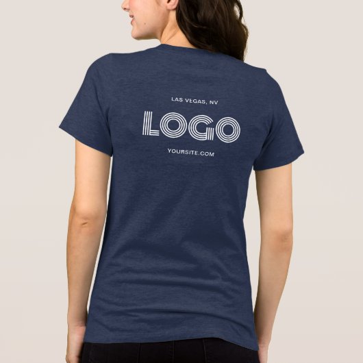 Navy und White Modern Recangle Logo Tri-Blend Shirt (Rückseite)