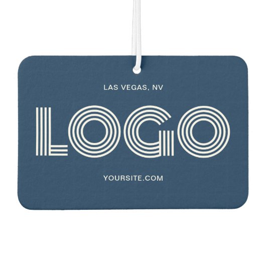 Navy und White Modern Recangle Logo und Foto Autolufterfrischer (Vorderseite)