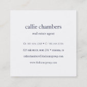 Navy und White Monogram Quadratische Visitenkarte (Rückseite)