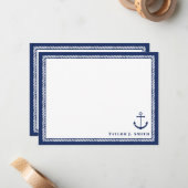 Navy und White Nautical Anchope Personalisiert Mitteilungskarte (Vorderseite/Rückseite Beispiel)