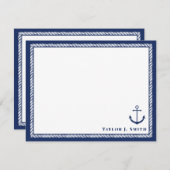 Navy und White Nautical Anchope Personalisiert Mitteilungskarte (Vorne/Hinten)