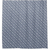 Navy und White Preppy Greece Pattern Duschvorhang (Vorderseite)