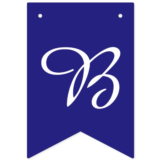 Navy und White Script Letters Custom Wimpelkette (Zweite Fahne)