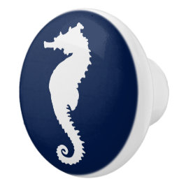 Navy und White Seepferd Coastal Nautical Keramik K Keramikknauf