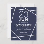 Navy und White Simple Geometric Save the Date (Vorderseite)
