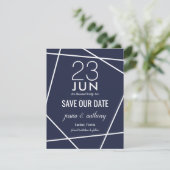 Navy und White Simple Geometric Save the Date (Stehend Vorderseite)