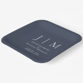 Navy und White Simple Minimal Formal Modernist Pappteller (Gewinkelt)