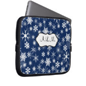Navy und White Snowflakes Laptop Sleeve (Vorne Rechts)