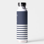 Navy und White Stripes Personalisiert Trinkflasche (Links)