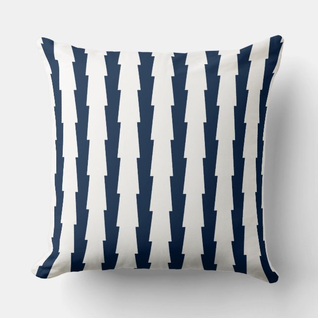 Navy und White Striping Accent Pillow Kissen (Vorderseite)