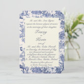 Navy und White Toile Einladung (Stehend Vorderseite)